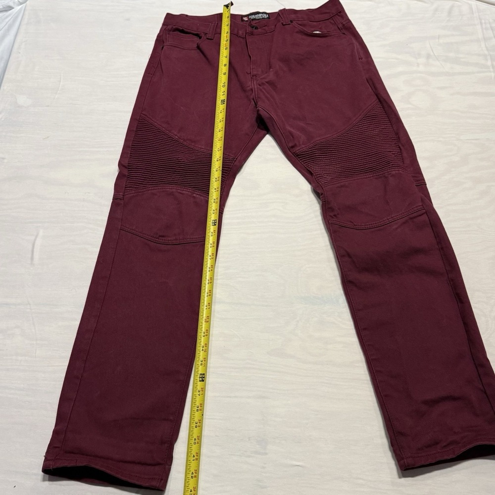 Vintage SouthPole Maroon Denim Moto Pants Quilted Ribbed 36x34 Mens - Picture 11 of 11